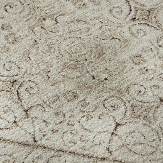 Beige And Brown Geometric Washable Area Rug With UV Protection Photo 9