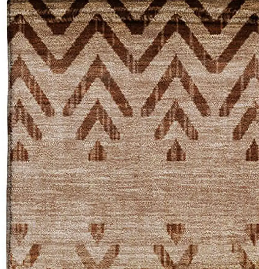 Beige And Brown Geometric Washable Area Rug With UV Protection Photo 4