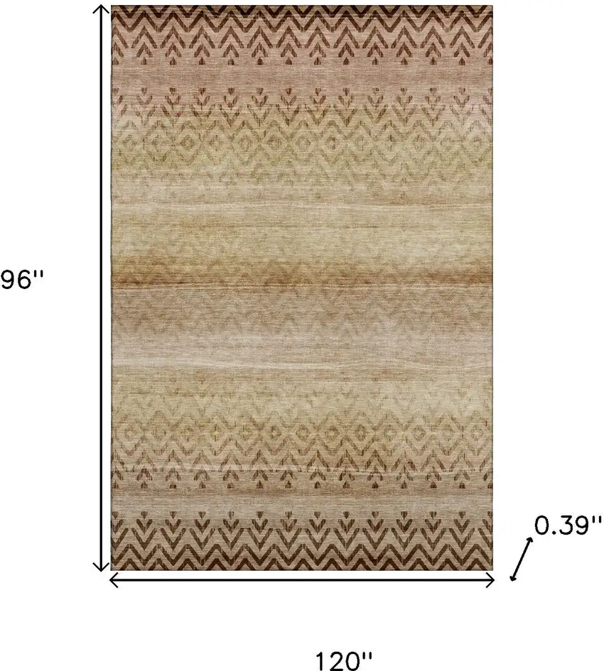 Beige And Brown Geometric Washable Area Rug With UV Protection Photo 9