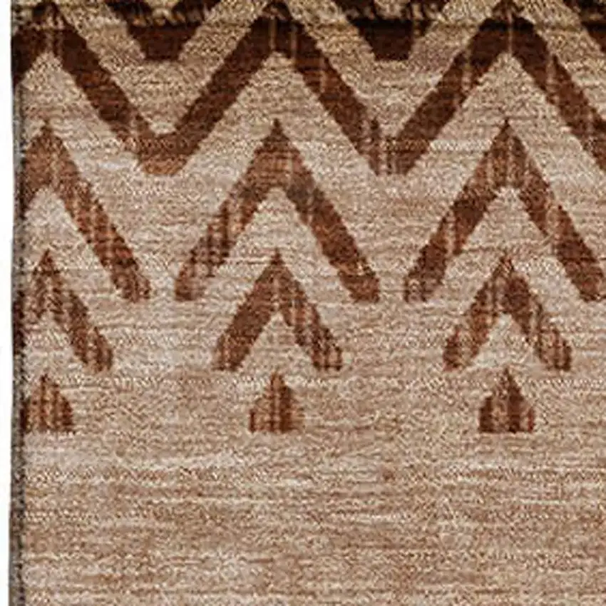 Beige And Brown Geometric Washable Area Rug With UV Protection Photo 3