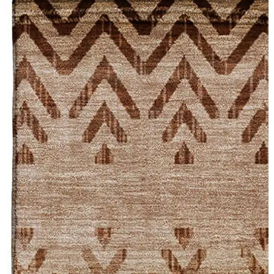 Beige And Brown Geometric Washable Area Rug With UV Protection Photo 3