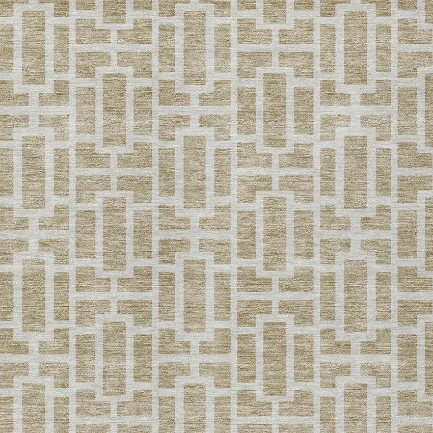 Beige And Brown Geometric Washable Indoor Outdoor Area Rug Photo 6