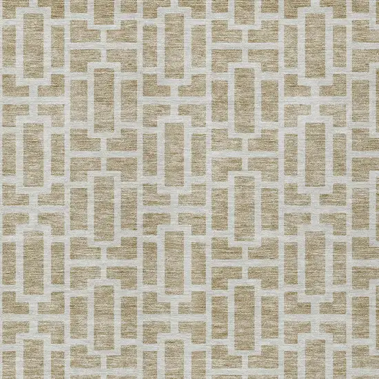 Beige And Brown Geometric Washable Indoor Outdoor Area Rug Photo 6