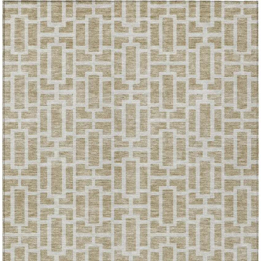 Beige And Brown Geometric Washable Indoor Outdoor Area Rug Photo 7