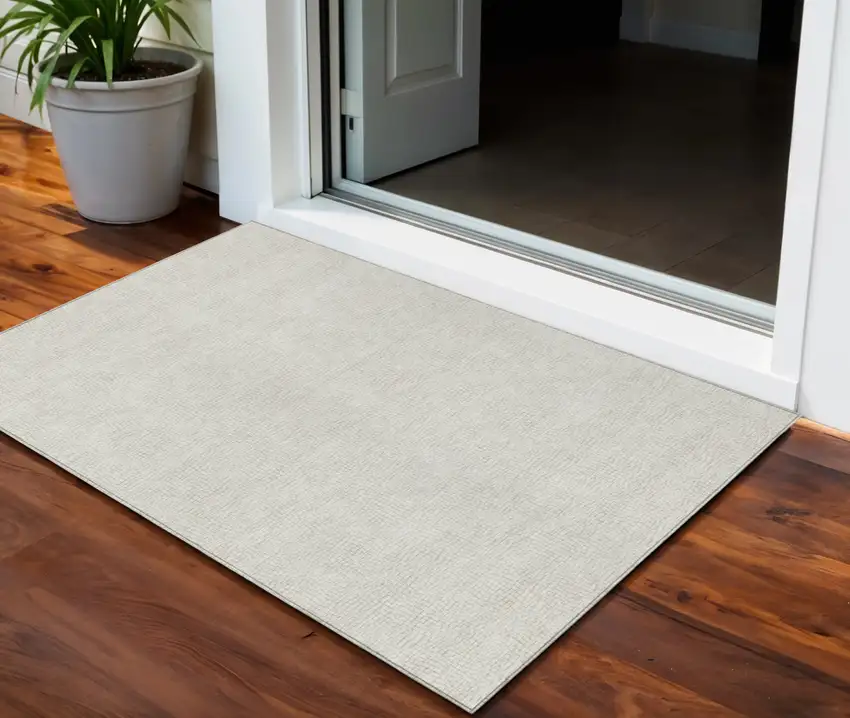 Beige And Brown Geometric Washable Indoor Outdoor Area Rug Photo 1