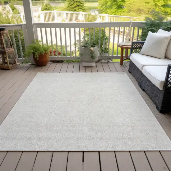 Beige And Brown Geometric Washable Indoor Outdoor Area Rug Photo 7