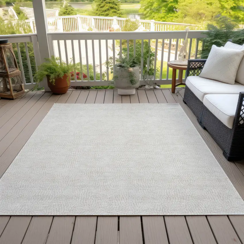 Beige And Brown Geometric Washable Indoor Outdoor Area Rug Photo 7