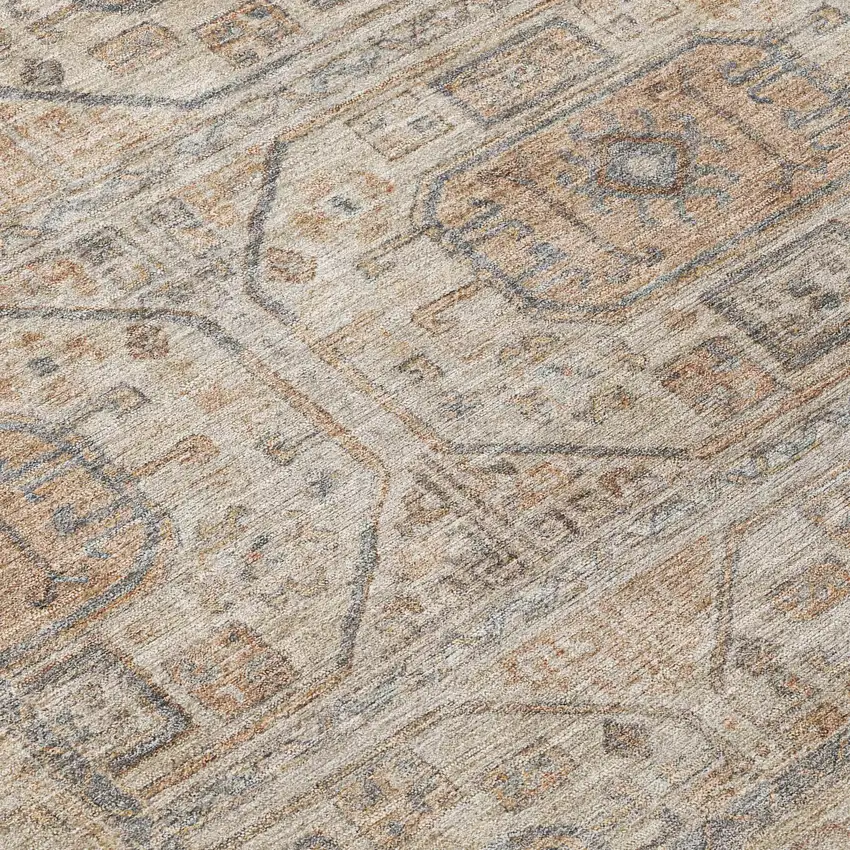 Beige And Brown Geometric Washable Indoor Outdoor Area Rug Photo 9