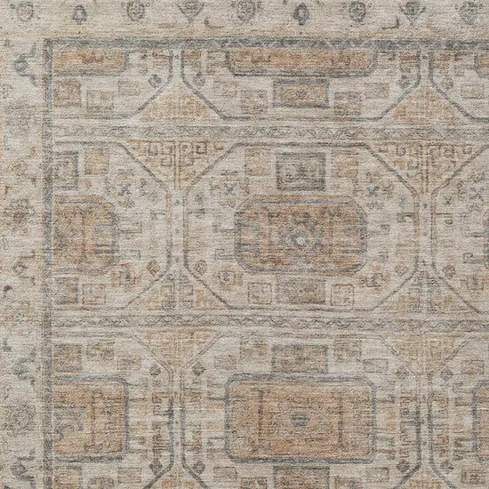 Beige And Brown Geometric Washable Indoor Outdoor Area Rug Photo 8