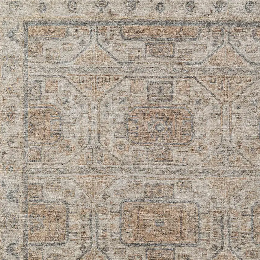 Beige And Brown Geometric Washable Indoor Outdoor Area Rug Photo 8