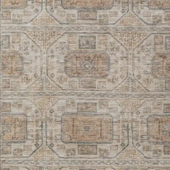 Beige And Brown Geometric Washable Indoor Outdoor Area Rug Photo 3