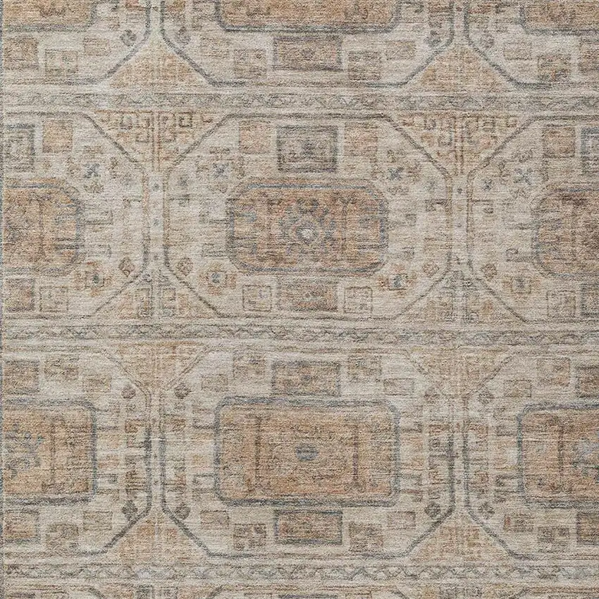 Beige And Brown Geometric Washable Indoor Outdoor Area Rug Photo 3