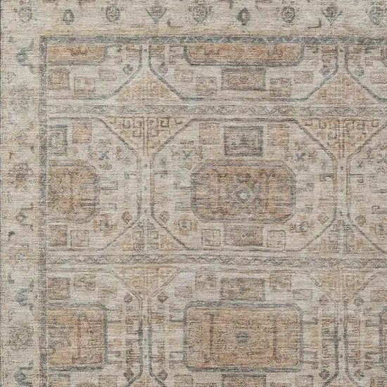 Beige And Brown Geometric Washable Indoor Outdoor Area Rug Photo 4