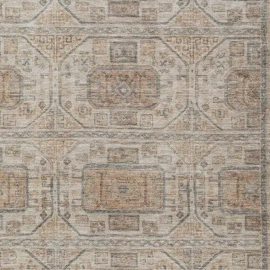 Beige And Brown Geometric Washable Indoor Outdoor Area Rug Photo 4