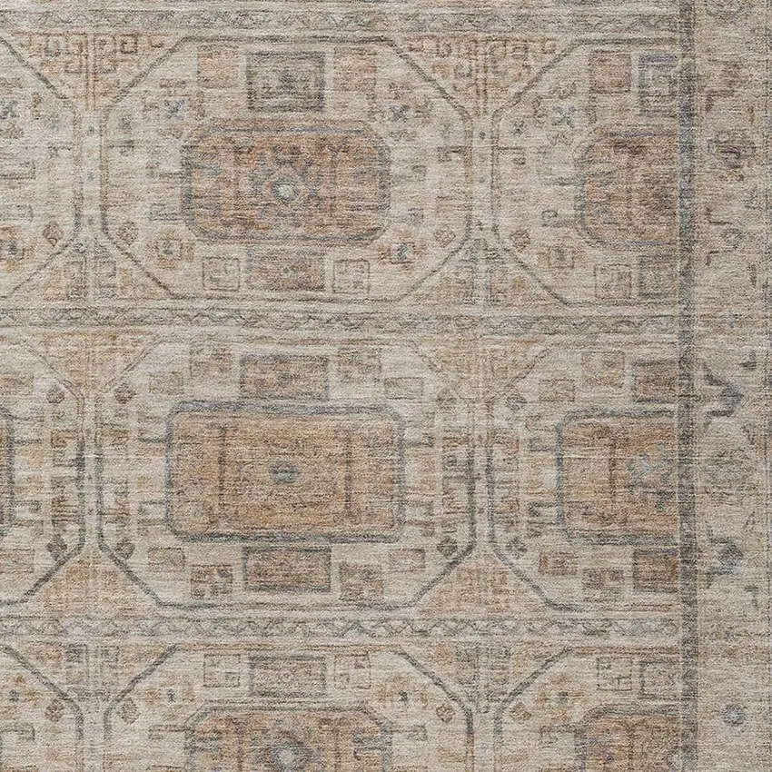 Beige And Brown Geometric Washable Indoor Outdoor Area Rug Photo 4