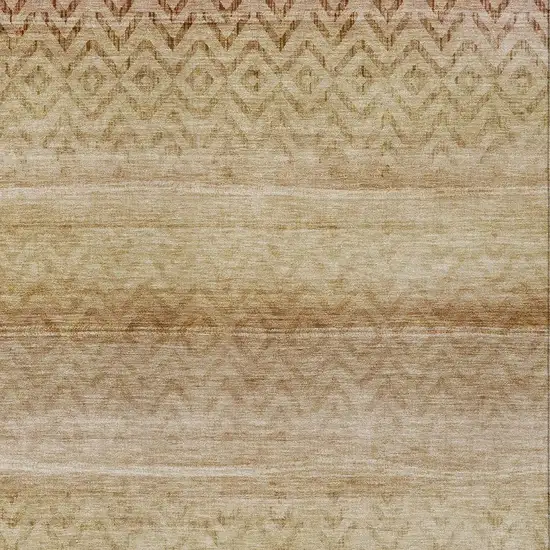 Beige And Brown Geometric Washable Indoor Outdoor Area Rug Photo 7