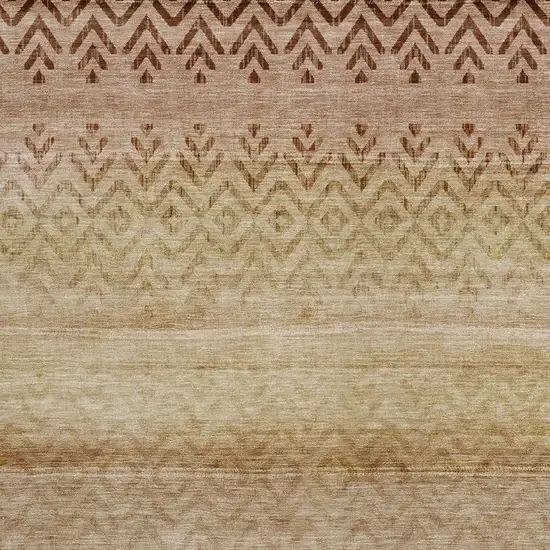 Beige And Brown Geometric Washable Indoor Outdoor Area Rug Photo 3