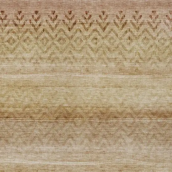 Beige And Brown Geometric Washable Indoor Outdoor Area Rug Photo 7