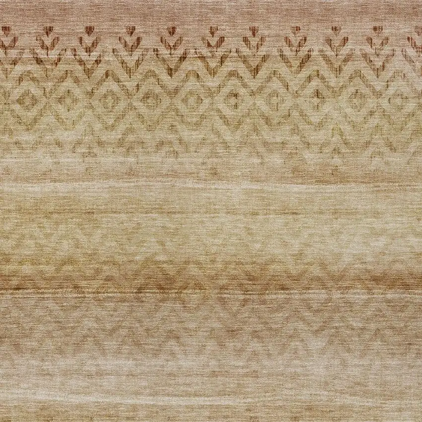 Beige And Brown Geometric Washable Indoor Outdoor Area Rug Photo 7