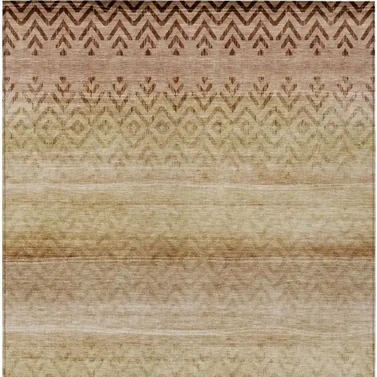 Beige And Brown Geometric Washable Indoor Outdoor Area Rug Photo 7