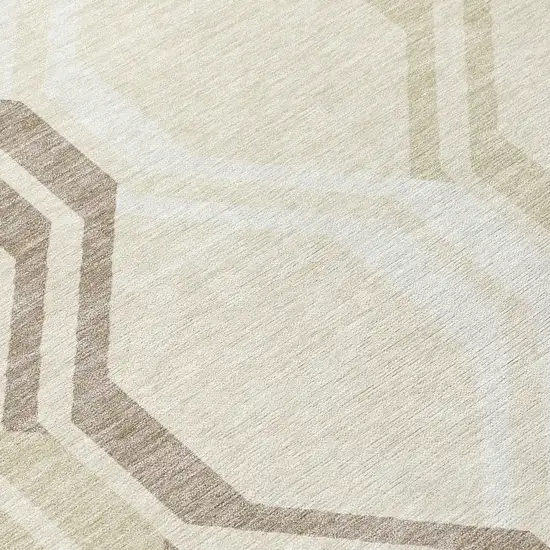 Beige And Brown Geometric Washable Indoor Outdoor Area Rug Photo 8