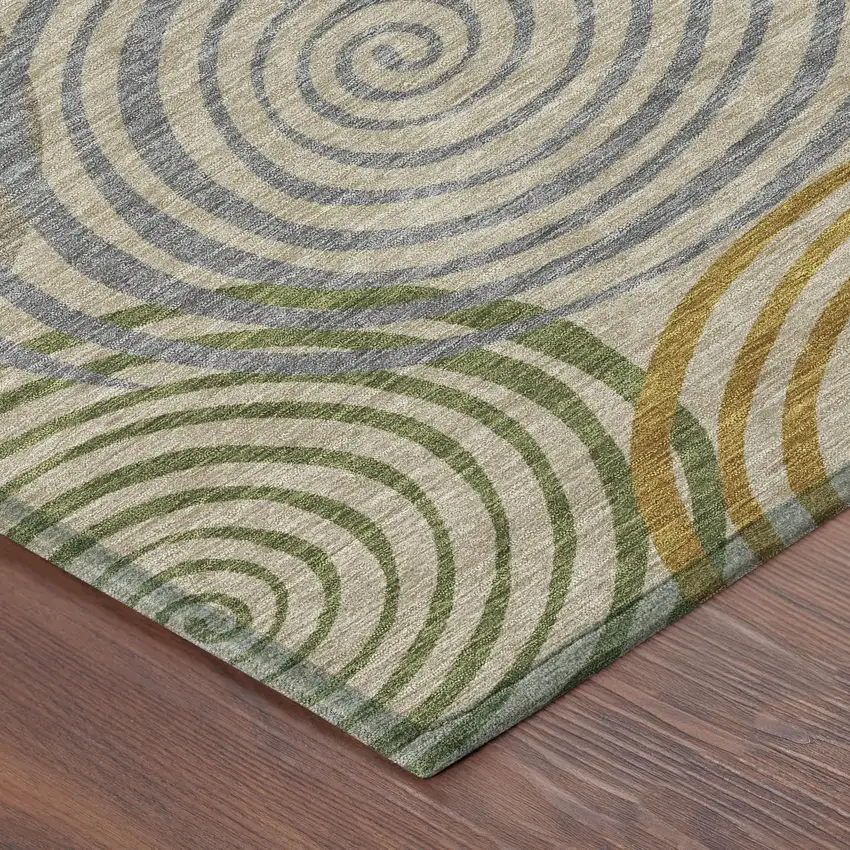 Beige And Brown Geometric Washable Indoor Outdoor Area Rug Photo 8