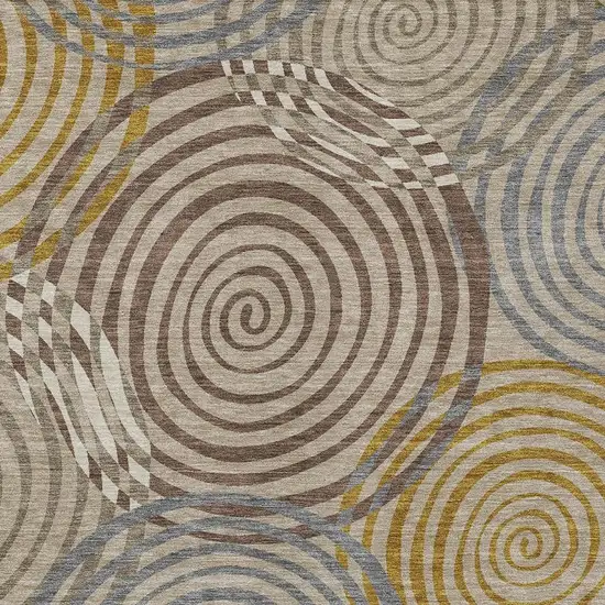Beige And Brown Geometric Washable Indoor Outdoor Area Rug Photo 2