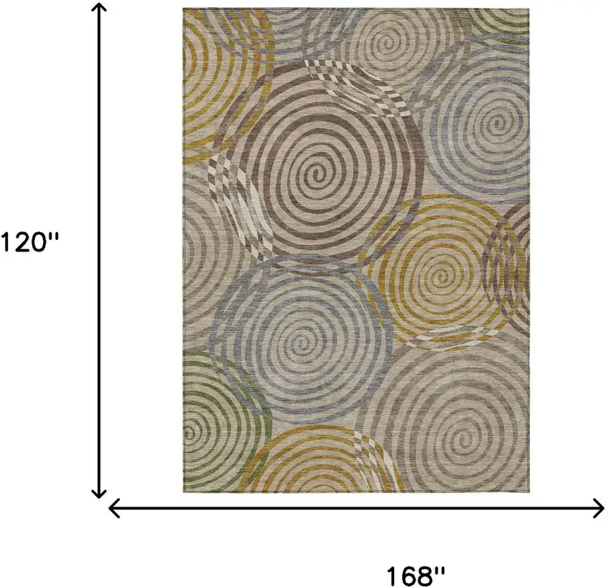 Beige And Brown Geometric Washable Indoor Outdoor Area Rug Photo 9