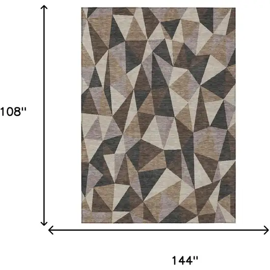 Beige And Brown Geometric Washable Indoor Outdoor Area Rug Photo 5