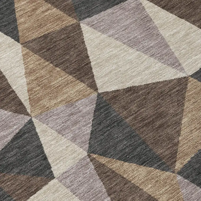 Beige And Brown Geometric Washable Indoor Outdoor Area Rug Photo 4