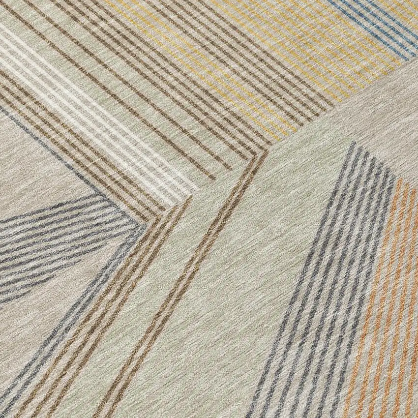 Beige And Brown Geometric Washable Indoor Outdoor Area Rug Photo 4