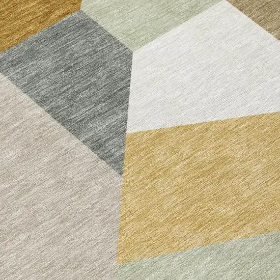 Beige And Brown Geometric Washable Indoor Outdoor Area Rug Photo 5