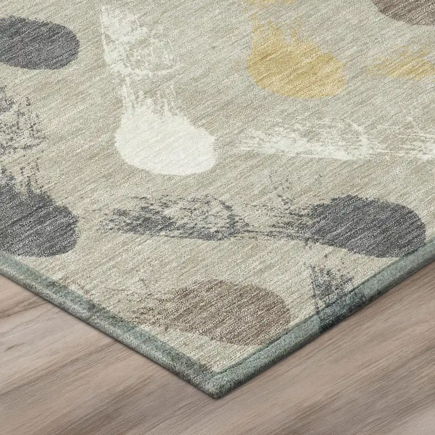 Beige And Brown Geometric Washable Indoor Outdoor Area Rug Photo 4