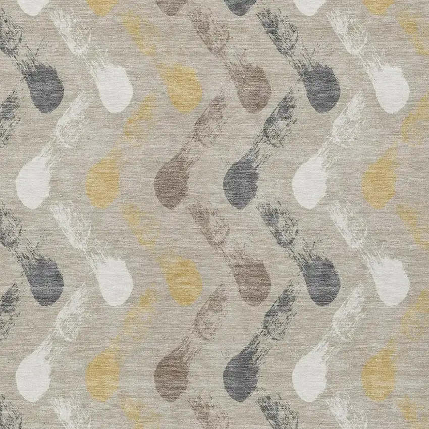 Beige And Brown Geometric Washable Indoor Outdoor Area Rug Photo 2