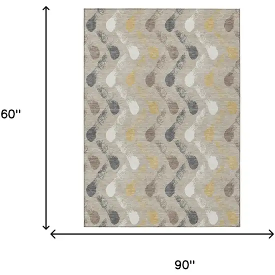 Beige And Brown Geometric Washable Indoor Outdoor Area Rug Photo 6
