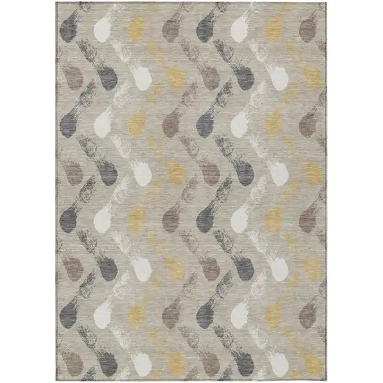 Beige And Brown Geometric Washable Indoor Outdoor Area Rug Photo 2