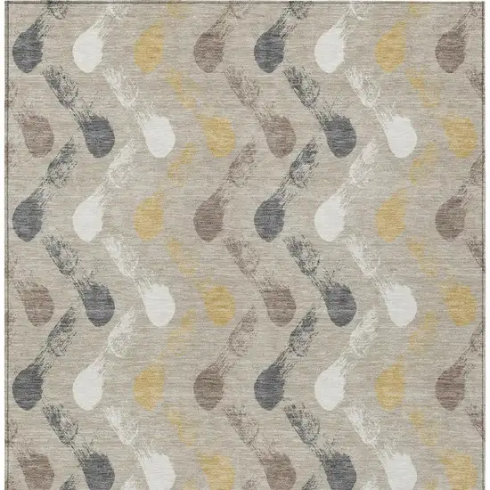 Beige And Brown Geometric Washable Indoor Outdoor Area Rug Photo 1