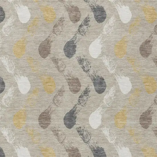 Beige And Brown Geometric Washable Indoor Outdoor Area Rug Photo 3