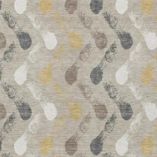 Beige And Brown Geometric Washable Indoor Outdoor Area Rug Photo 2