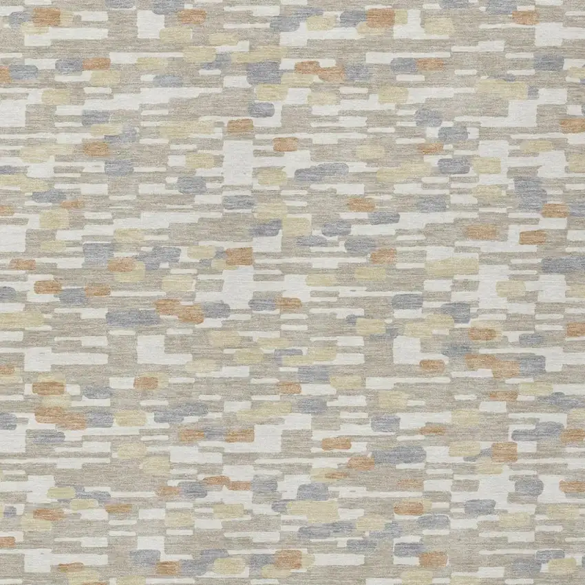Beige And Brown Geometric Washable Indoor Outdoor Area Rug Photo 3