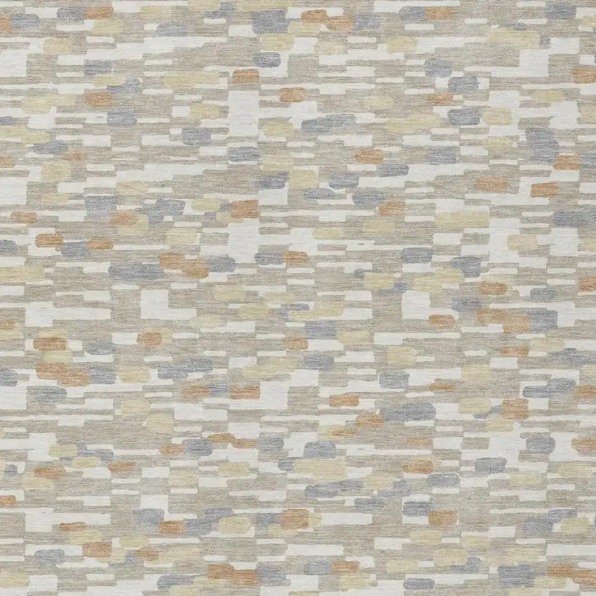 Beige And Brown Geometric Washable Indoor Outdoor Area Rug Photo 2