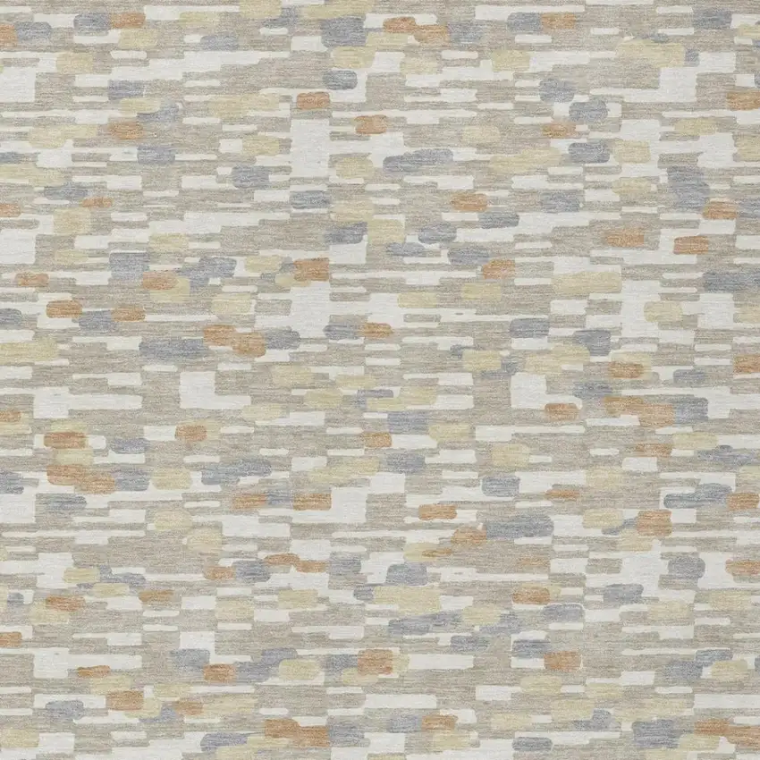 Beige And Brown Geometric Washable Indoor Outdoor Area Rug Photo 2