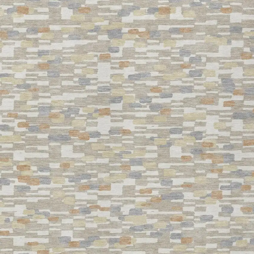 Beige And Brown Geometric Washable Indoor Outdoor Area Rug Photo 3