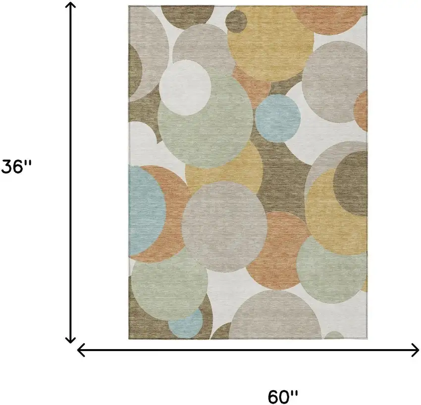 Beige And Brown Geometric Washable Indoor Outdoor Area Rug Photo 6