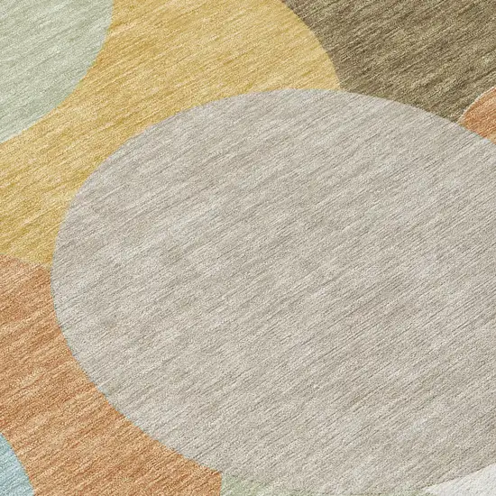 Beige And Brown Geometric Washable Indoor Outdoor Area Rug Photo 5