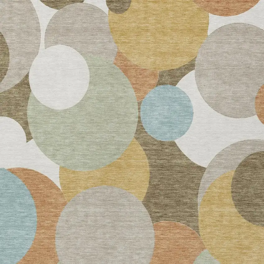 Beige And Brown Geometric Washable Indoor Outdoor Area Rug Photo 2