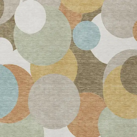 Beige And Brown Geometric Washable Indoor Outdoor Area Rug Photo 3