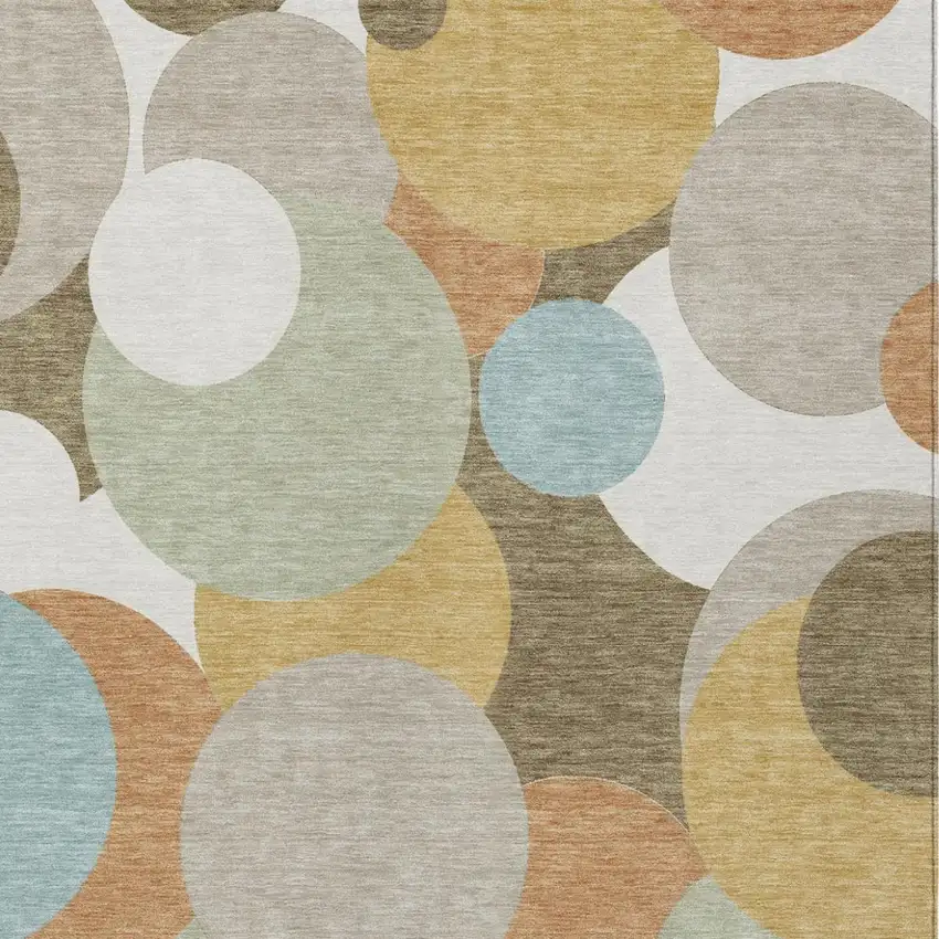 Beige And Brown Geometric Washable Indoor Outdoor Area Rug Photo 2