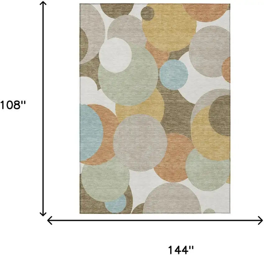 Beige And Brown Geometric Washable Indoor Outdoor Area Rug Photo 6