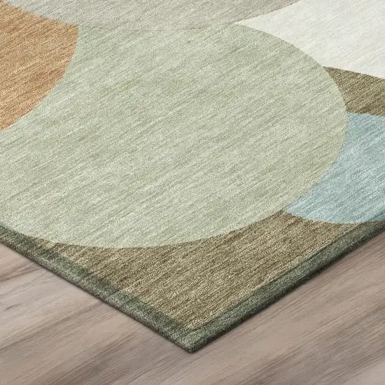 Beige And Brown Geometric Washable Indoor Outdoor Area Rug Photo 4
